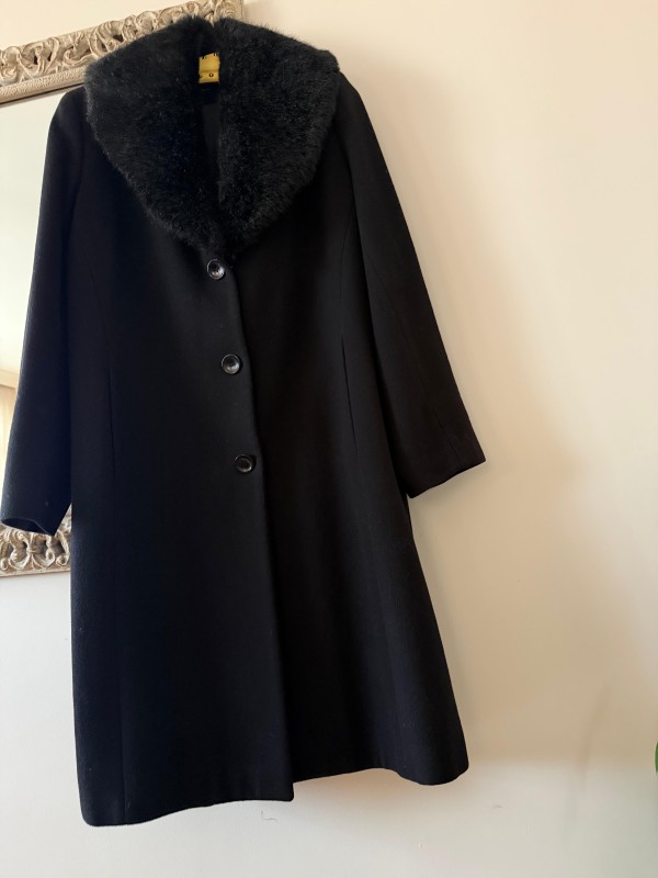 Vintage Suni Peluş Yakalı Palto