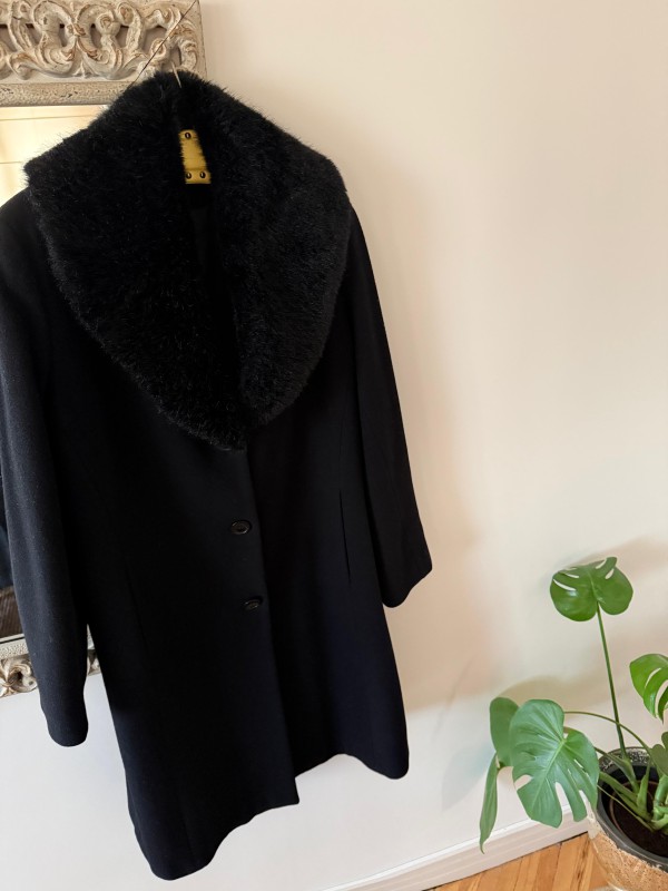 Vintage Suni Peluş Yakalı Palto