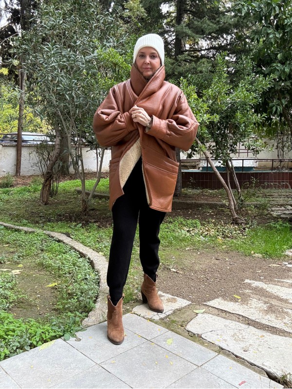 Vintage Taba  80s Kürklü Deri Mont