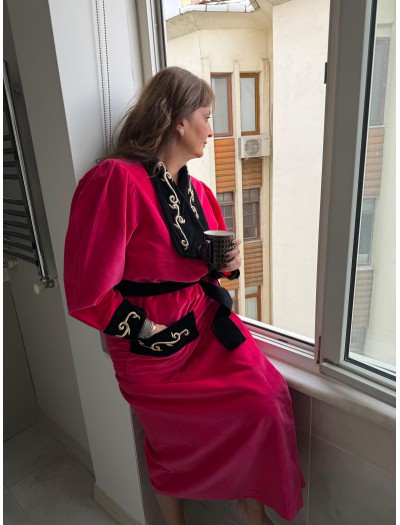 Hand Made Maraş işi Sırma işli Kadife Kimono /Sabahlık