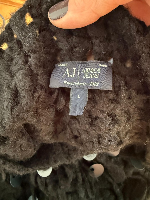 Armani Jeans Pullu Siyah Kazak