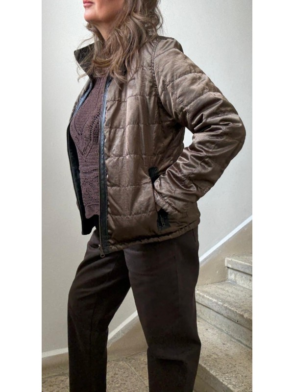 2 in 1 / Çift Taraflı Deri & Puffer Ceket