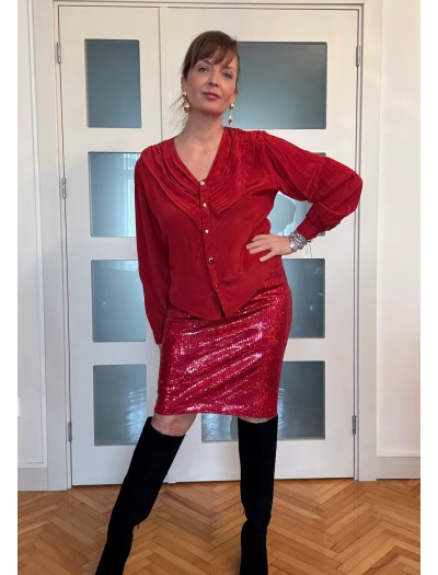 Vintage Kırmızı İpek Gömlek 