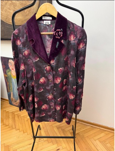 Vintage İtalyan Kadife Yakalı Yün Gömlek