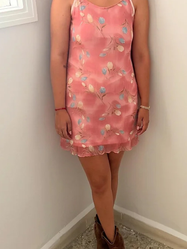 Y2K Floral Tül Elbise