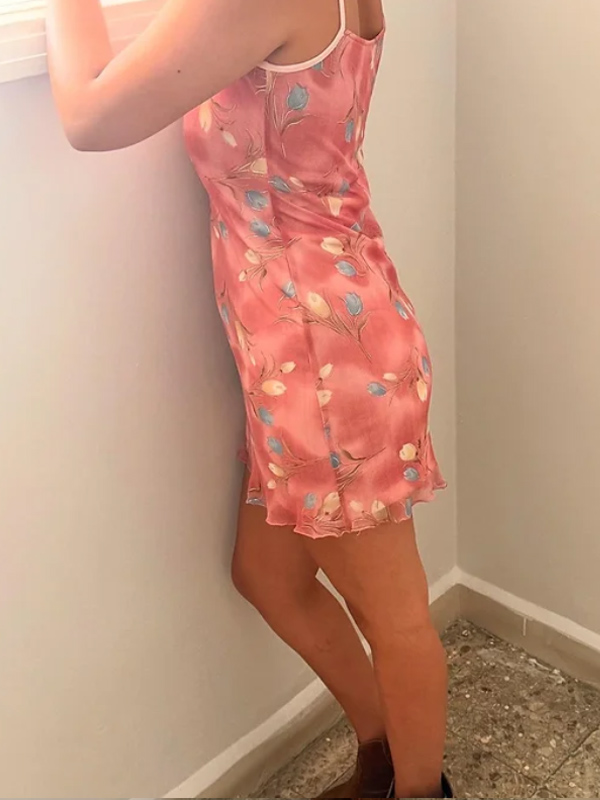 Y2K Floral Tül Elbise