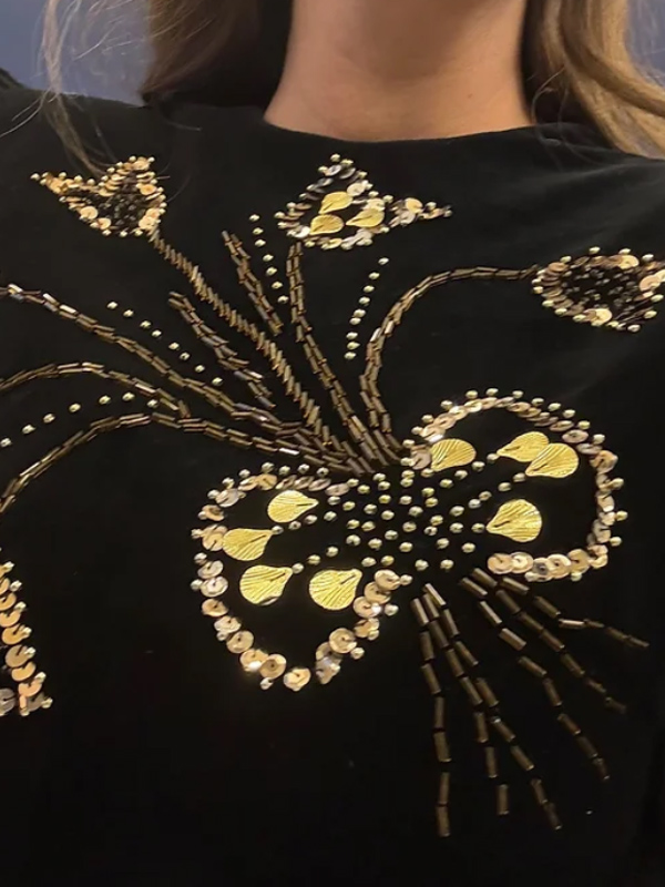 Vintage Pul İşlemeli Kadife Elbise