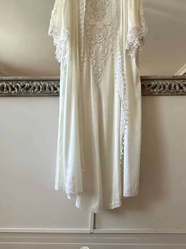 Vintage Saten Gecelik&Sabahlık Takım