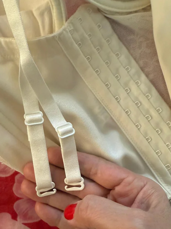 Vintage Dantel Taşlı Krem Büstiyer