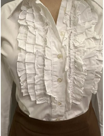 Vintage Fırfırlı Beyaz Gömlek