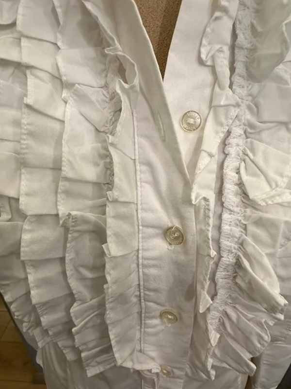 Vintage Fırfırlı Beyaz Gömlek