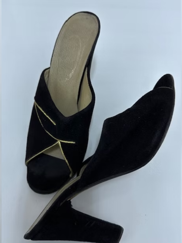 Vintage 80'ler Süet Dore Detaylı Terlik