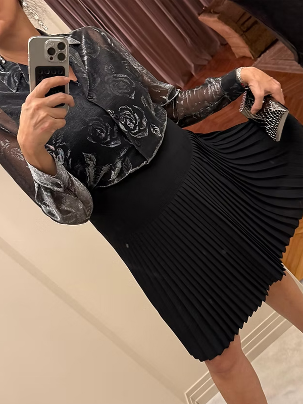 Vintage Şifon Piliseli Etek -Made in Germany