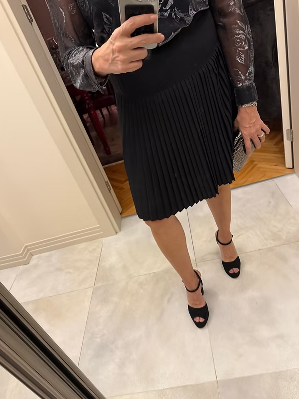 Vintage Şifon Piliseli Etek -Made in Germany