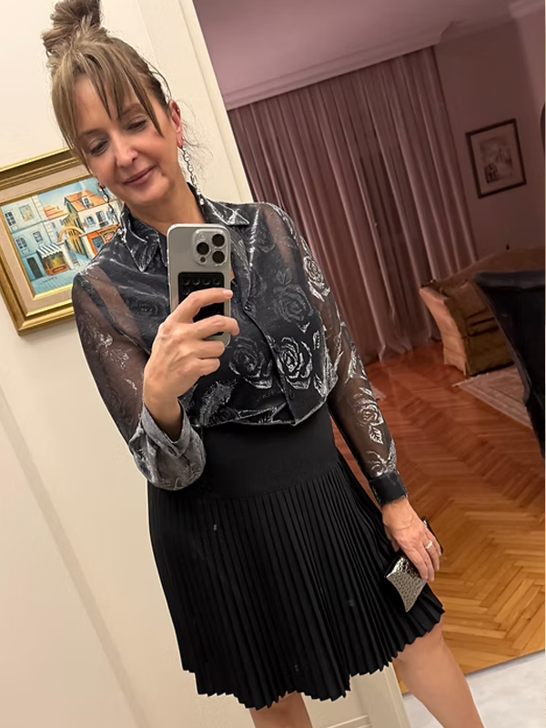 Vintage Şifon Piliseli Etek -Made in Germany