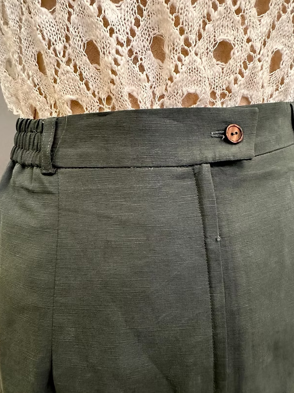 Vintage keten karışımlı midi etek