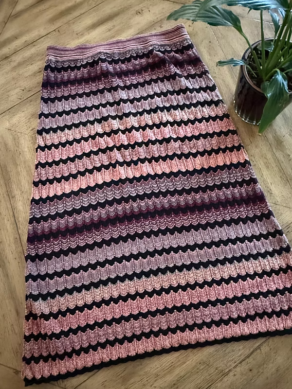 Vintage Zigzag Triko Midi Etek