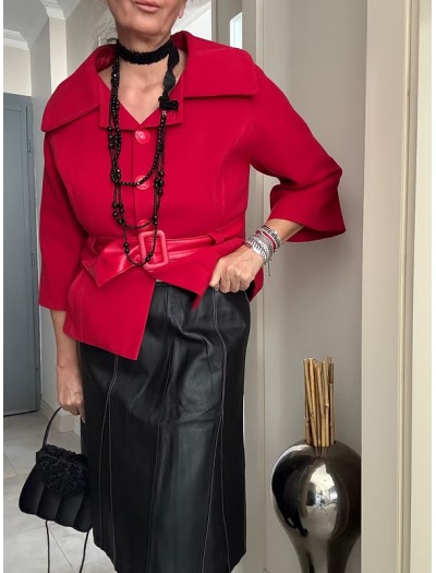 Vintage Büyük Beden Siyah Deri Çan Etek