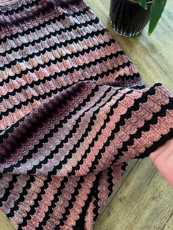 Vintage Zigzag Triko Midi Etek