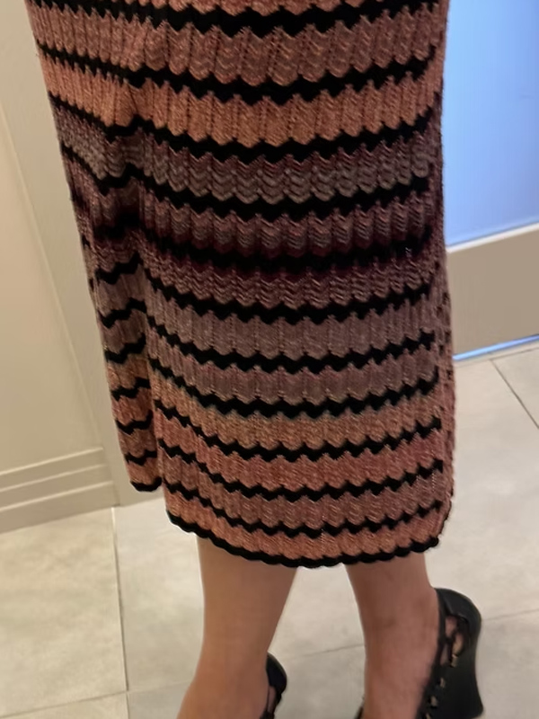 Vintage Zigzag Triko Midi Etek