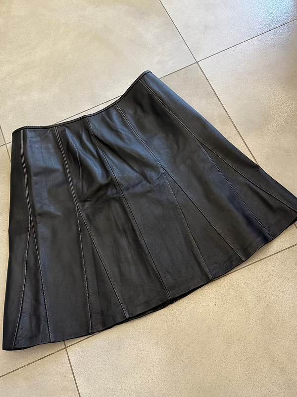 Vintage Büyük Beden Siyah Deri Çan Etek