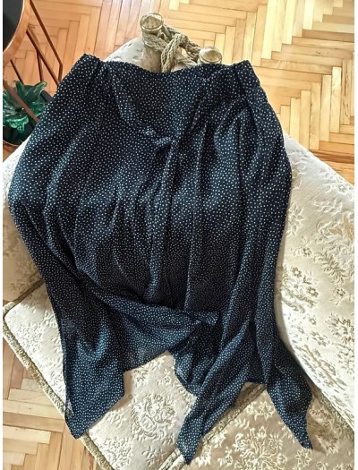 Vintage Şifon Puantiye Asimetrik Etek