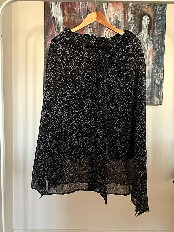 Vintage Şifon Puantiye Asimetrik Etek