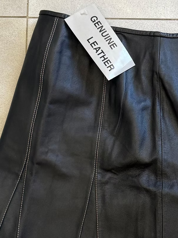 Vintage Büyük Beden Siyah Deri Çan Etek