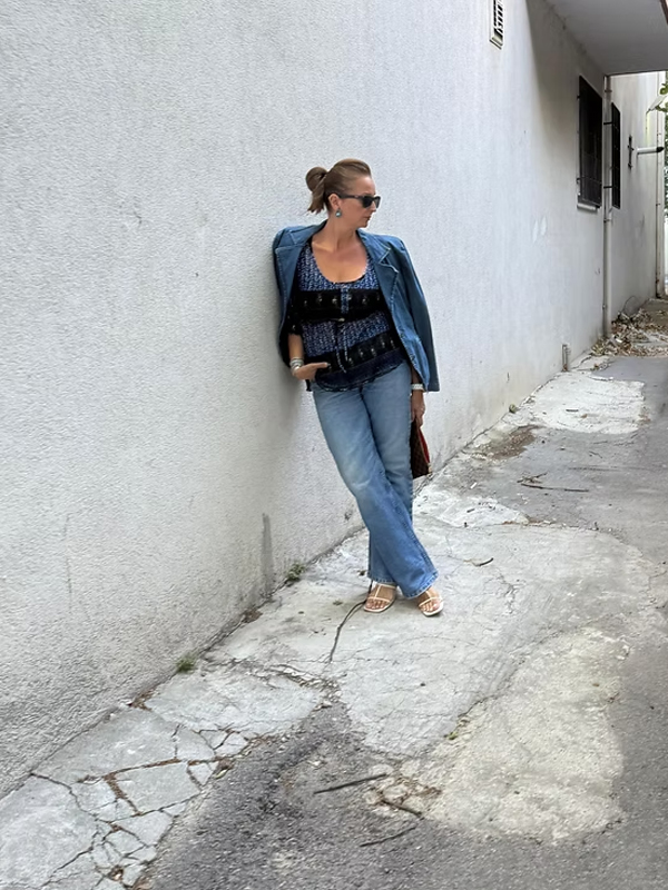 Y2K Oversize Tül Bluz