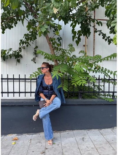 Y2K Oversize Tül Bluz