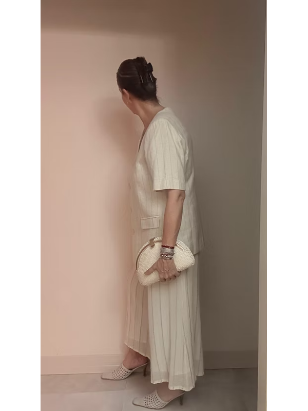 Vintage Oversize Keten Ceket