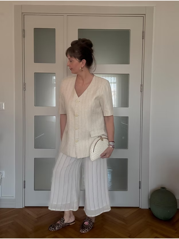 Vintage Oversize Keten Ceket