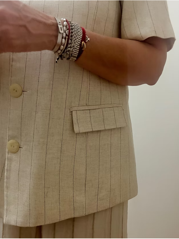 Vintage Oversize Keten Ceket