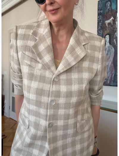 Vintage Ekose Keten Ceket