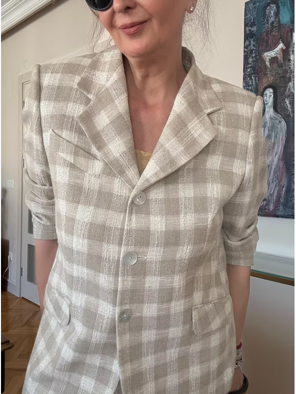 Vintage Ekose Keten Ceket