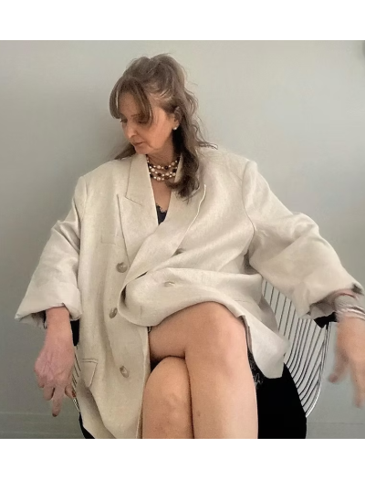 Vintage Keten karışımlı Oversize Ceket