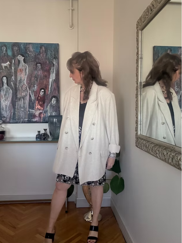 Vintage Keten karışımlı Oversize Ceket