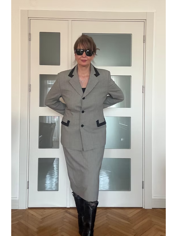 Vintage Ekose İnce Yün Takım