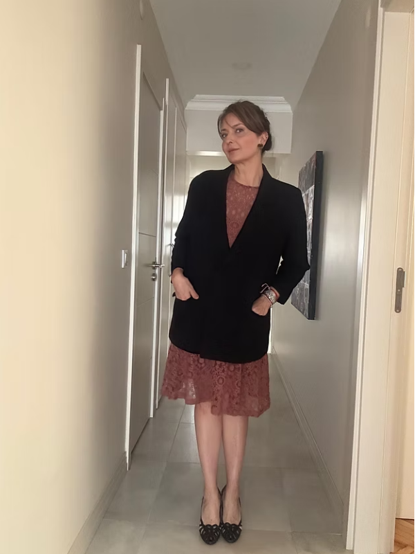 Vintage Kruvaze Kapama Siyah Blazer