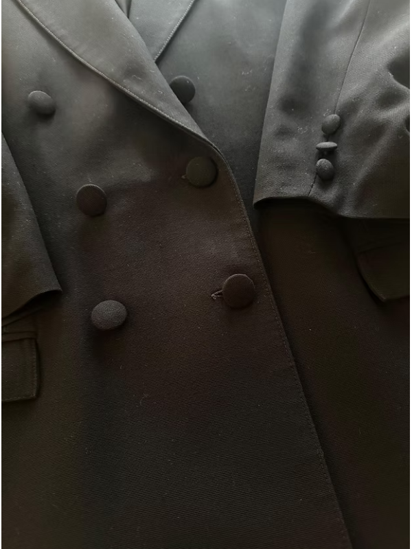 Vintage Kruvaze Kapama Siyah Blazer