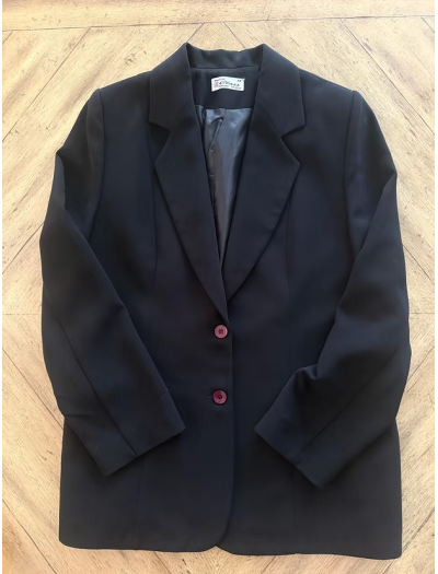 Vintage 2 düğmeli Siyah Ceket