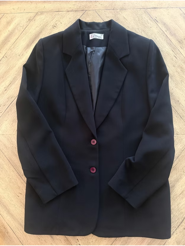 Vintage 2 düğmeli Siyah Ceket