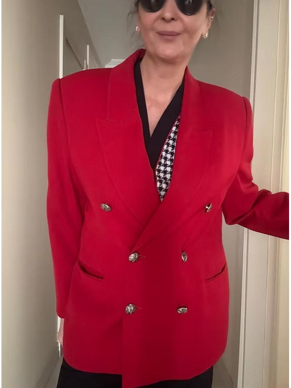 Vintage Silver Düğmeli Boyfriend Blazer