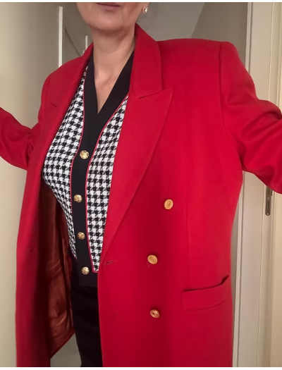 Vintage Gold Düğmeli Boyfriend Blazer