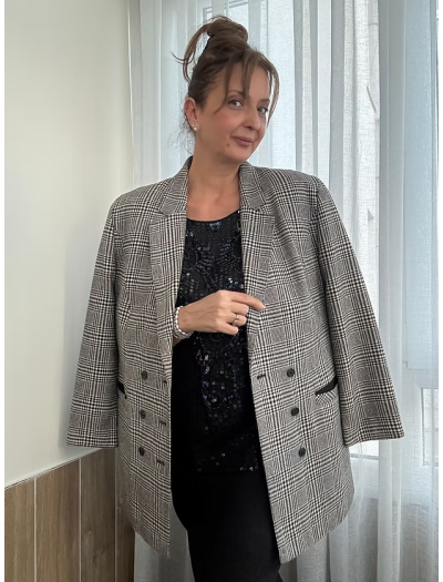 Vintage C&A yün & kaşmir ekose ceket