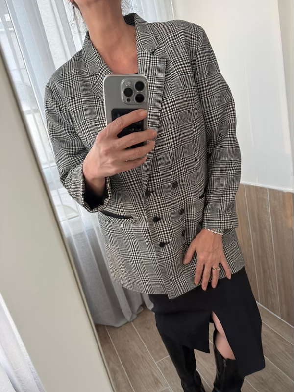 Vintage C&A yün & kaşmir ekose ceket