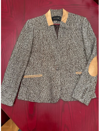 Home Store Balıksırtı ve Deri Detaylı Ceket