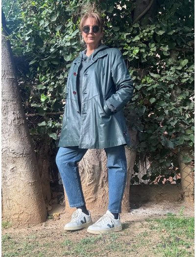 Vintage Yeşil Deri Mont