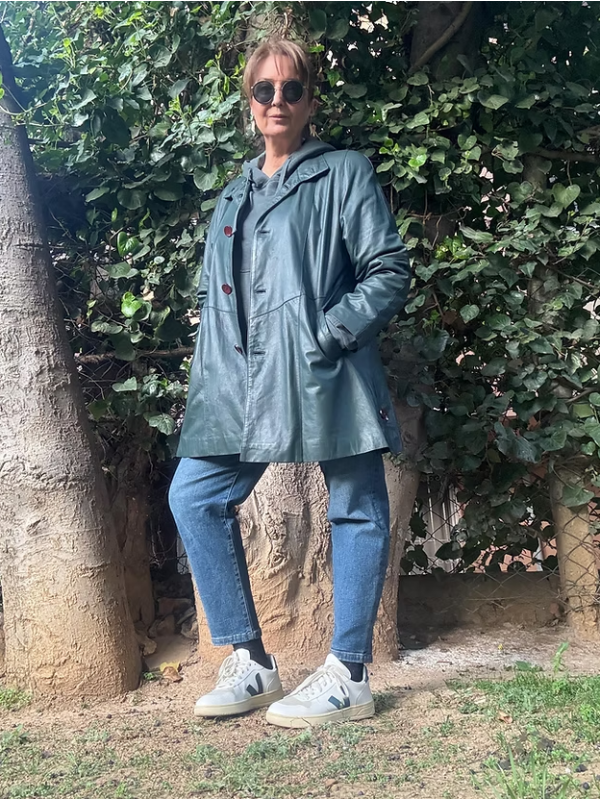 Vintage Yeşil Deri Mont