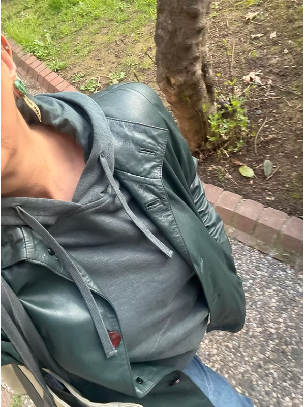 Vintage Yeşil Deri Mont